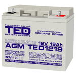 acumulator 12v high rate, dimensiuni 181 x 76 x 167 mm, baterie 12v 19ah f3, ted electric ted002815, TED Electric