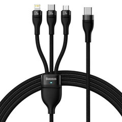 Baseus Flash Series II USB Type C - USB Type C / Lightning / micro USB 100 W 1.5 m cablu negru (CASS030201), Baseus