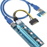 Placa Riser Card mining Bitcoin PCI V006C compatibil PCI-E Express 1X-16X cablu USB 3.0