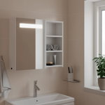 vidaXL Dulap cu oglindă de baie cu lumină LED, alb, 60x13x52 cm, vidaXL