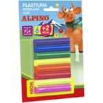 Plastilina standard, 6 + 2 neon x 12 gr./blister, ALPINO - 8 culori asortate