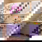 Bucatarie MDF FAMP ORHIDEE, 160x60x200cm, Alb + Mov, 