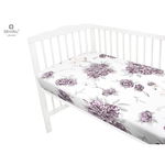 Cearceaf cu elastic pentru patut MimiNu 120x60 cm, din bumbac certificat Oeko Tex Standard 100, Peonie Plum