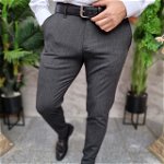 Pantaloni eleganti gri inchis, croiala conica- PN779, 
