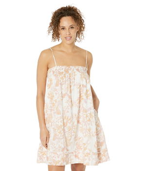 Imbracaminte Femei Lucky Brand Printed Mini Smocked Dress Cream Multi, Lucky Brand