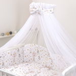 Baldachin din tul, funda din bumbac, imprimeu lenjerie circ roz, amy 300x160 cm, suport de prindere inclus, 153h cm, AMY