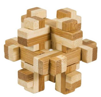 Joc logic iq din lemn bambus in cutie metalica construction, Fridolin