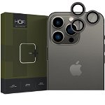 Set 3 protectii sticla camera foto HOFI CamRing compatibil cu iPhone 15 Pro / 15 Pro Max Black, Glass Pro
