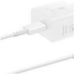 Samsung Original Wall Charger T2510 (EP-T2510XWEGEU) Type-C 25W, Quick Charger with Cable USB-C Alb