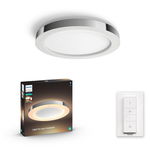 Plafoniera LED integrat pentru baie Philips Adore Hue, ZigBee Light Link, Bluetooth, 27W (204W), 2400 lm, lumina ambianta alba (2200-6500K), IP44, 40.7 cm, Alb, Intrerupator cu variator inclus