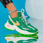 Pantofi Sport, culoare Verde, material Piele ecologica - cod: P9297, Gloss