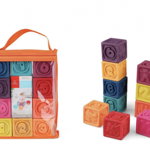 Set 10 cuburi plastic moale pentru bebelusi, cu texturi si cifre, Krista