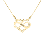 Aimee - Colier personalizat cu inimioara si infinit cu nume din argint 925 placat cu aur galben 24 karate, BijuBOX