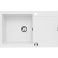 Chiuveta Pyramis SPARTA 1B 1D SNOW, din material granit, 1 cuva+picurator, gol de incastrare 45 cm, alb