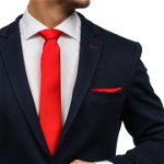 Set pentru bărbat cravată, butoni, batistă roșie Bolf KSP01, BOLF