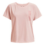Under Armour, Tricou din amestec de bumbac cu imprimeu logo pentru fitness, Roz pastel, S