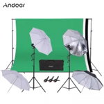 Kit pentru studio foto,lumini + 4 umbrele + suport fundal + 3 panze Andoer, calitative, Andoer