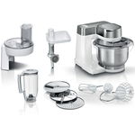 BOSCH Robot de bucatarie Bosch MUMS2VS30, 900 W, Bol inox 3.8 l, Blender 1.25 l, 7 viteze + Pulse, Mixare planetara 3D, Set patiserie, Accesoriu razuire, Masina de tocat, Alb, BOSCH