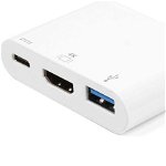 Adaptor HUB USB 3.1 type C (USB-C) la HDMI (4K) compatibil cu Apple MacBook Pro 13` A1706 Touch Bar (Retina, Late 2016), eStuff