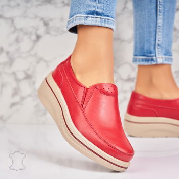Mocasini dama Piele Naturala Rosii Crue A4566, Botinelli