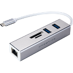 Hub USB Card Reader SD/TF  USB Type-C Port RJ-45 Gri, MSI