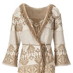 TWINSET TWINSET GOLD IVORY JACQUARD CARDIGAN WITH BELT Gold