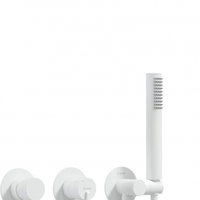 Set de dus incastrat, brat dus ploaie, para de dus si baterie, alb, Deante Silia, Deante