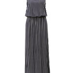 Rochie maxi albastru inchis in dungi Blendshe Honey, Blendshe