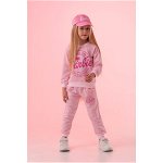 Trening Barbie Party Roz Deschis, 3 Piese, Hanorac, Pantaloni si Sepcuta, Pentru Fete, 5-9 Ani, CaroKids