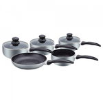 Herzberg HG-5003SL: Set de vase de gătit marmură 8 bucăți - argintiu, Herzberg Cooking