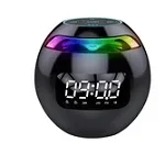 Boxa portabila cu ceas digital fara fir cu alarma si conectare bluetooth, display led black edition, boxa integrata cu mini card audio, OEM
