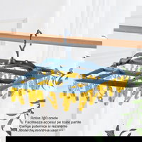 Uscator de Rufe Suspendat Flippy, cu 40 Carlige, Rotire 360 Grade, Protectie Vant, Pliabil, Patrat, Mateiral Plastic, Usor de Depozitat, Multifunctional, 36 x 24 cm, Albastru/Galben Engros,