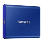SSD Extern Samsung T7, 1 TB, USB TypeC 3.2, protectie supraincalzire, Albastru
