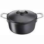 Cratita rotunda cu capac Tefal Aroma E21570, invelis antiaderent, 24 cm, Negru