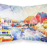 Caroline`s Treasures Carolines Comori 6059PILLOWCASE Barci la Harbour, cu o vedere Fabric Standard Multi, 