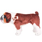 vidaXL Jucărie bulldog din pluș în picioare, alb și maro, XXL, vidaXL