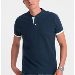 Tricou de bumbac cu fenta cu nasturi, OMBRE Tricou de bumbac cu fenta cu nasturi, OMBRE