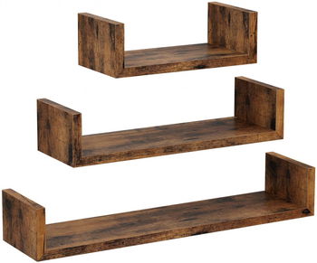 Set de 3 rafturi Vasagle, PAL, maro rustic