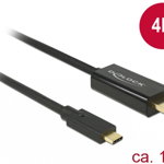 Cablu USB-C la HDMI (DP Alt Mode) 4K 30 Hz 1m T-T Negru, Delock 85258, Delock