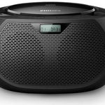 Microsistem audio Philips AZB200/12, CD Player, tuner FM, DAB+, AUX, 2 x 1 W RMS, reglare automata digitala (Negru)