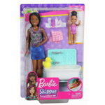 Mattel - Papusa Barbie Mamica,  Bruneta, Cu bebelus