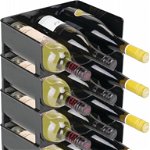 Set de 4 suporturi pentru sticle de vin mDesign, plastic, negru, 29,2 x 20,3 x 10,2 cm