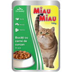Hrana umeda pisici, Miau Miau, Curcan, 100g, Miau Miau