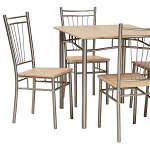 Set masă si scaune Fit, 40/90/40 cm, MDF/metal, maro/aluminiu