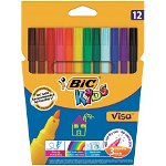 Set markere colorate lavabile Bic Visa pachet cu 12 bucati Set markere colorate lavabile Bic Visa pachet cu 12 bucati