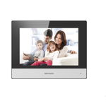 Monitor videointerfon modular 7" color Hikvision DS-KH6320-TE1; ecran LCD 7" color cu touch screeen, rezolutie ecran 1024 × 600; design modern; Conectivitate: 10/100 Mbps self adaptive network ; TCP/IP, SIP, RTSP; Comunicare audio video bidirectionala;, HIKVISION