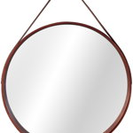 Oglinda rotunda cu rama din lemn LOFT D.Brown 50 cm, Tutumi