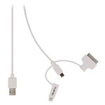 Cablu USB 2.0 A tata - micro USB tata cu adaptor lightning si Apple Dock 30 pini, 1m, alb, Valueline