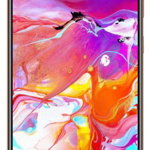 Telefon Mobil Samsung Galaxy A70, Procesor Snapdragon 675, Super AMOLED touchscreen 6.7", 6GB RAM, 128GB Flash, Camera Tripla 5+8+32MP, 4G, Wi-Fi, Dual SIM, Android (Portocaliu)
