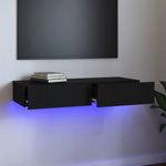 vidaXL Comodă TV cu lumini LED, negru, 90x35x15,5 cm, vidaXL